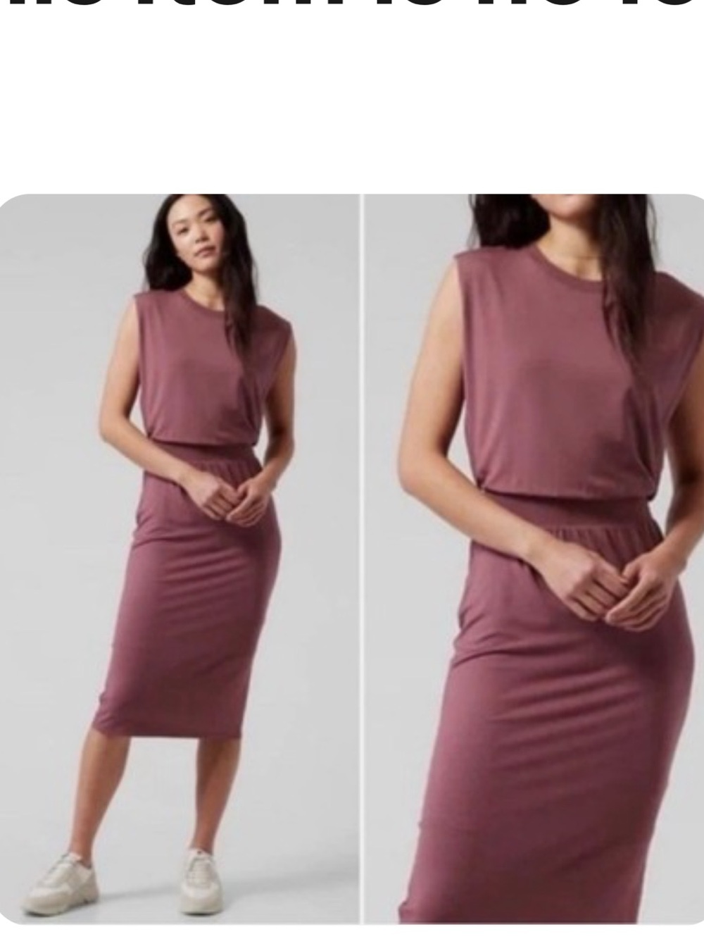 Athleta Santorini Sleeveless Midi Dress in Mauve Rose